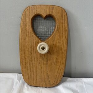 wooden heart Cutout Wall Hanging decor with knob Grandma Cottage Core 11" Inch